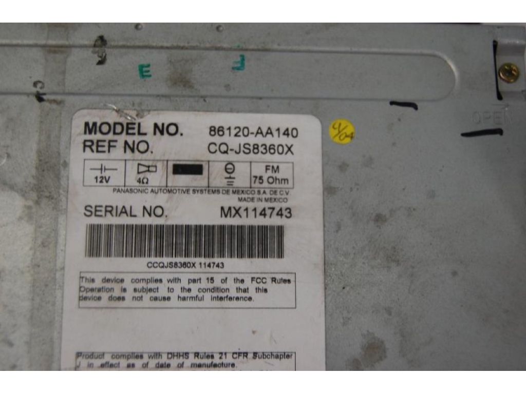 86120-AA140 | Магнитола TOYOTA SOLARA 03-09 - Фото 3