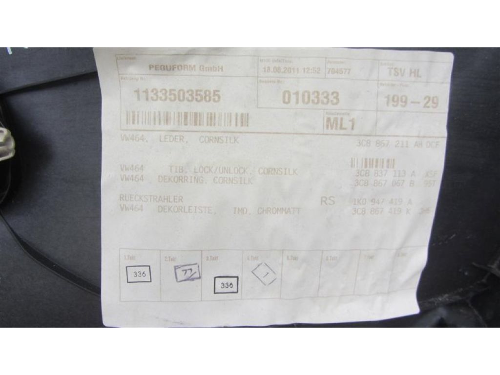 3C8 867 211 AH DCF | Карта двери задн. лев. VOLKSWAGEN PASSAT CC 08-12 - Фото 4