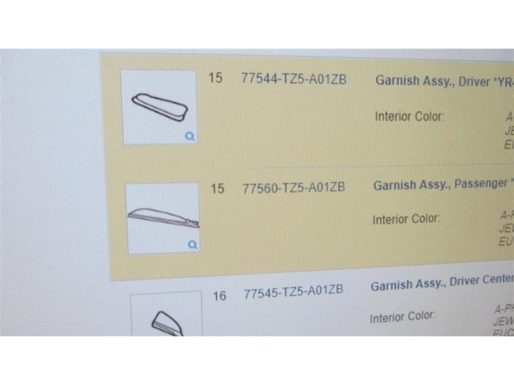 77544-TZ5-A01ZB | Накладка торпедо прав. ACURA MDX (YD3) 13-21 - Фото 3