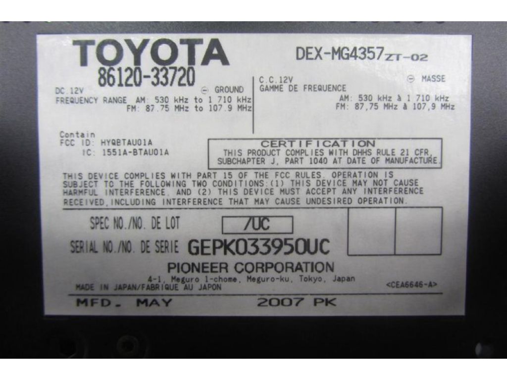 86120-33720 | Магнитола LEXUS ES350 06-12 - Фото 7