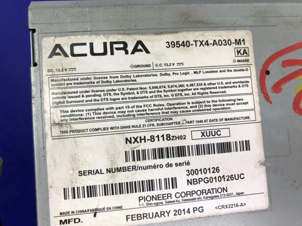 39547-TX4-A31 | магнітола ACURA RDX 12-19 - Фото 3