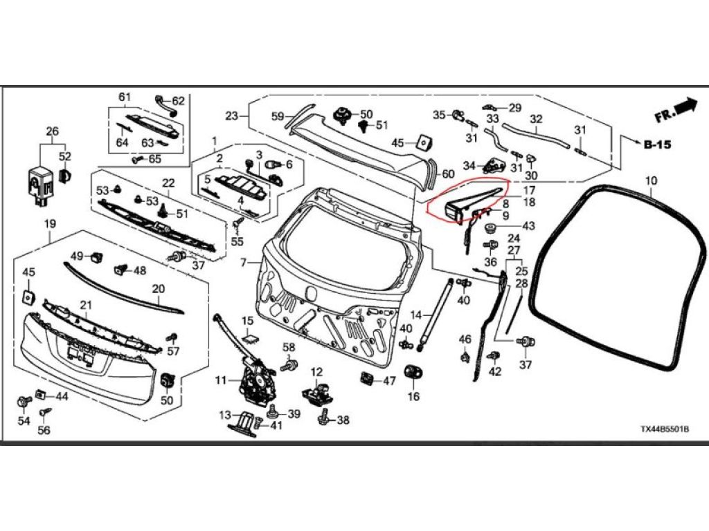 74885-TX4-A00 | накладка кузова задн. лів. ACURA RDX 12-19 - Фото 4