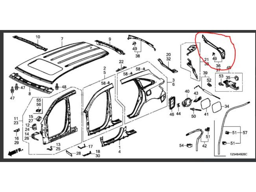 74300-TZ5-A01 | Накладка проема багажника прав. ACURA MDX (YD3) 13-21 - Фото 6