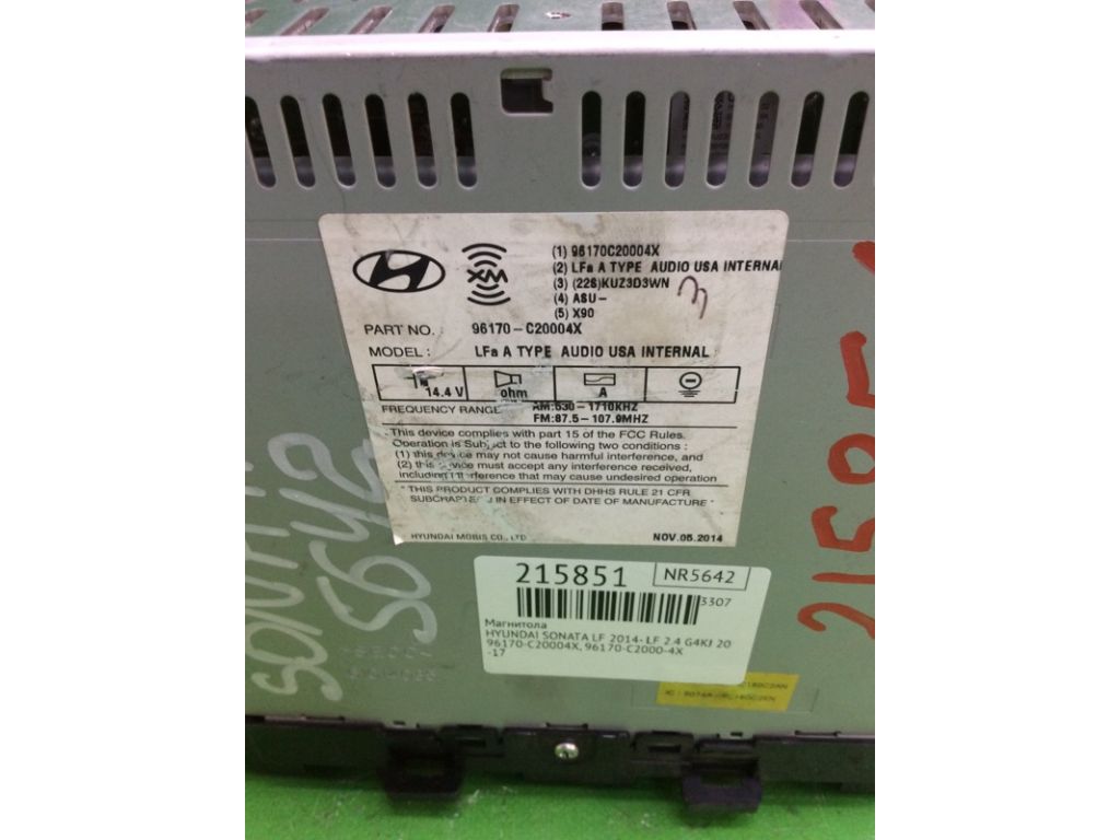 96170-C20004X | магнітола HYUNDAI SONATA LF 2014- - Фото 5