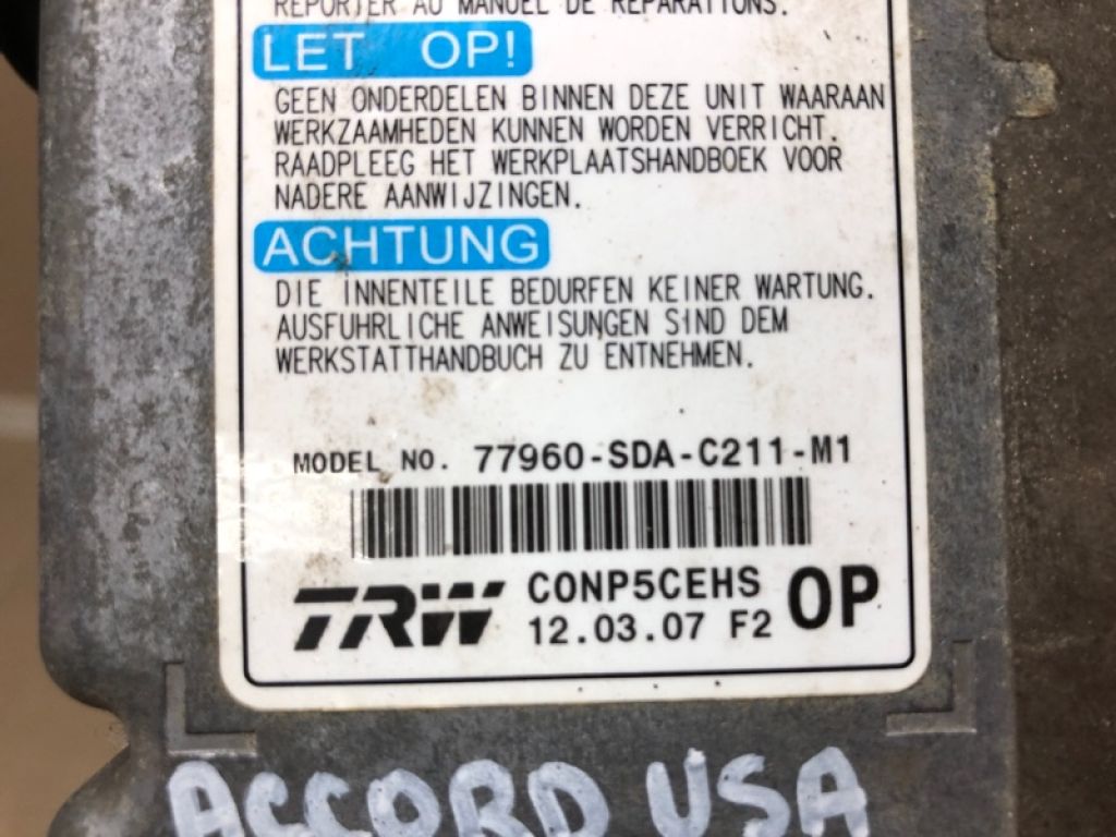77960-SDA-C21 | Блок керування AIRBAG HONDA ACCORD USA 03-07 - Фото 2