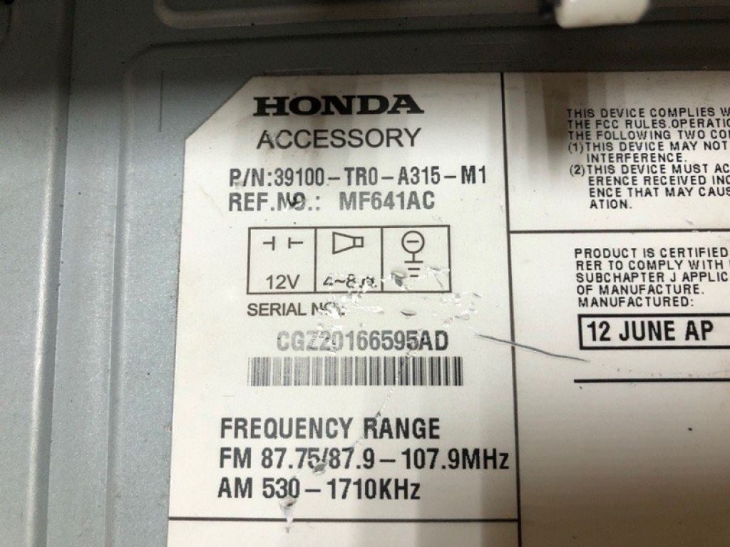 39100-TR0-A31RM | магнітола HONDA CIVIC 11-15 - Фото 4