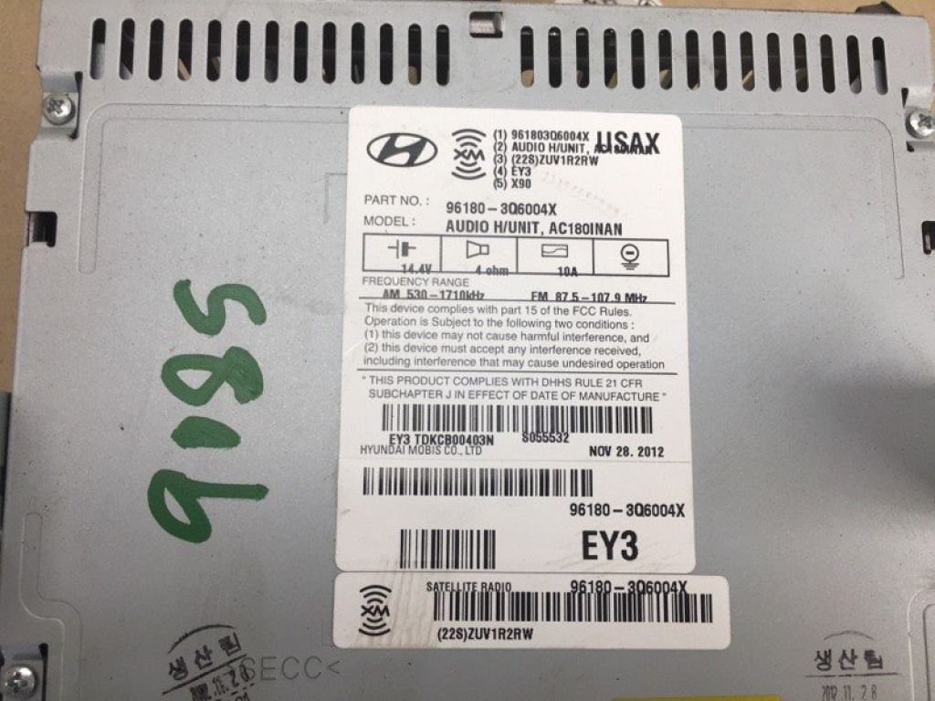 96180-3Q6004X | магнітола HYUNDAI SONATA YF 10-14 - Фото 7