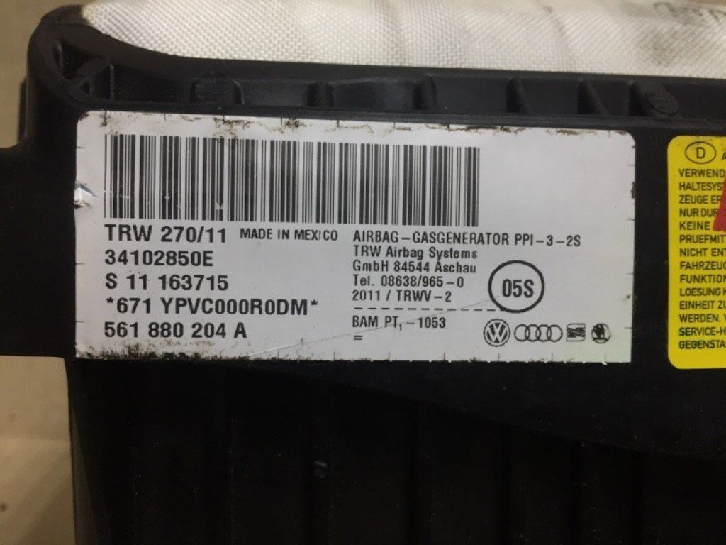 561 880 204 A | Подушка безопасности пассажира VOLKSWAGEN PASSAT B7 11-15 - Фото 4