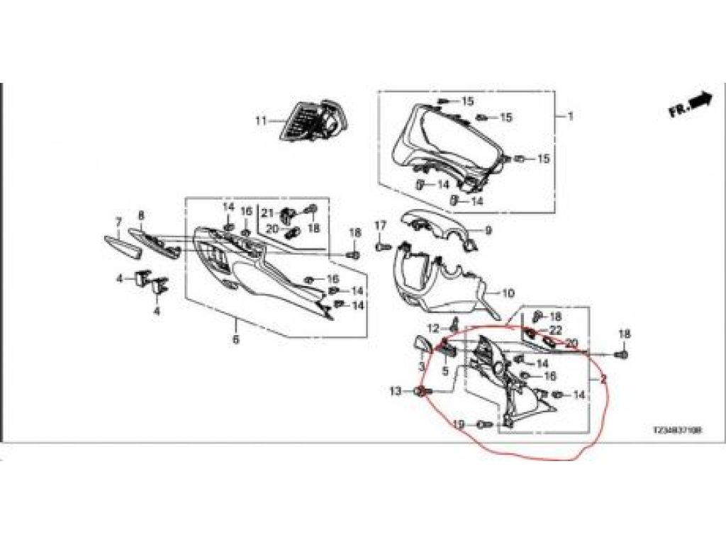 77301-TZ3-A01ZC | Накладка торпедо прав. ACURA TLX 14-17 - Фото 2