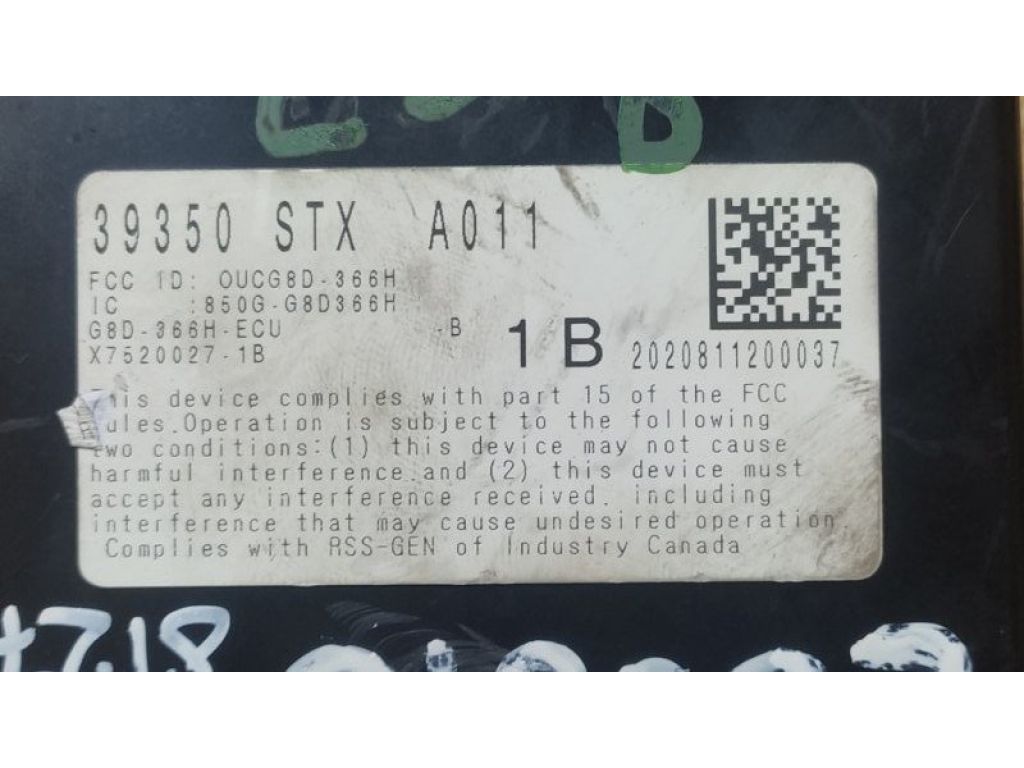 39350-STX-305 | Блок керування тиском в шинах ACURA MDX (YD2) 06-13 - Фото 2