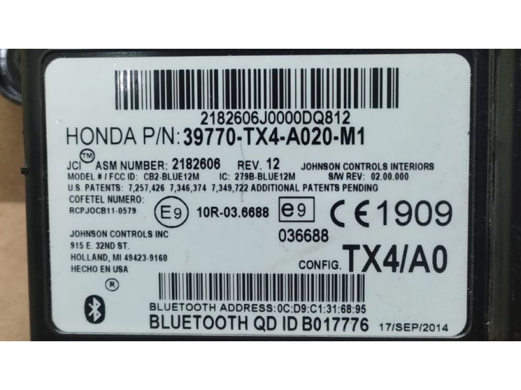 39770-TX4-A03 | Блок керування блютуз ACURA RDX 12-19 - Фото 2