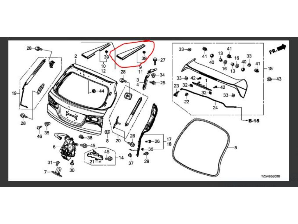 74885-TZ5-A00 | Молдинг даху задн. лів. ACURA MDX (YD3) 13-21 - Фото 2