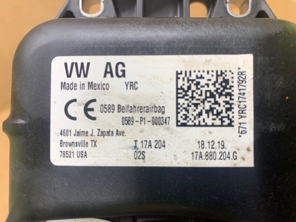 17A 880 204 G | Подушка безопасности пассажира VOLKSWAGEN JETTA USA 18- - Фото 3