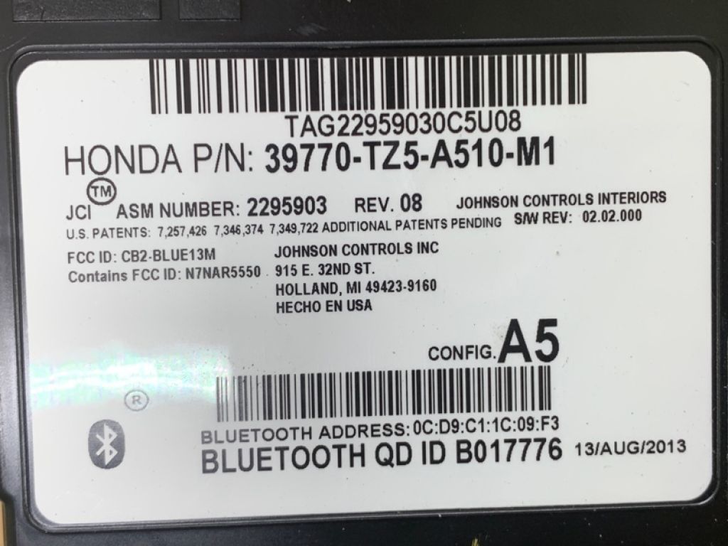 39770-TZ5-A52 | Блок керування блютуз ACURA MDX (YD3) 13-21 - Фото 2