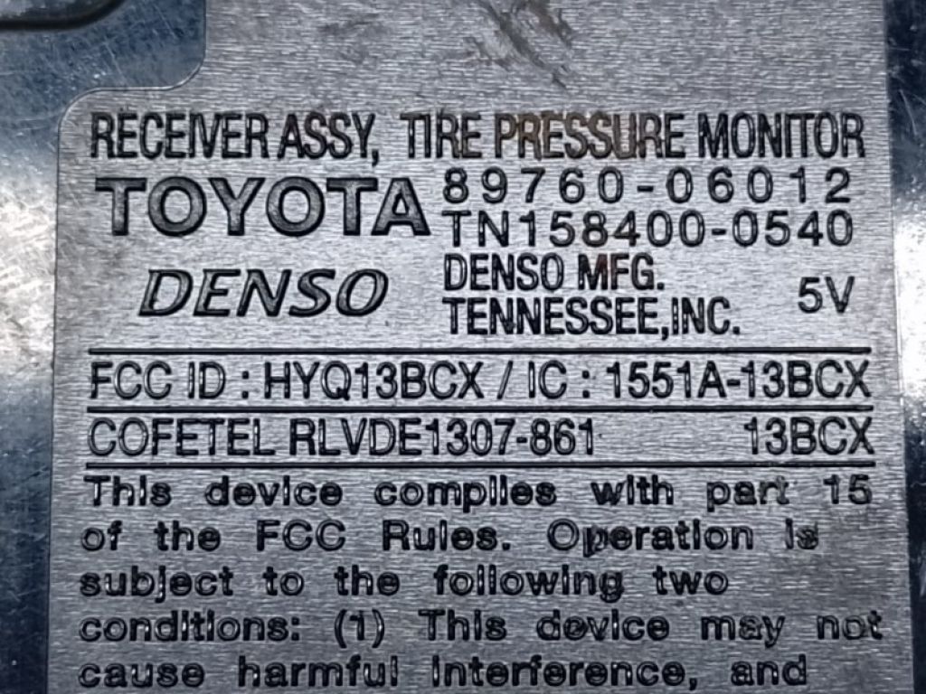 89760-06012 | Блок керування тиском в шинах TOYOTA CAMRY 40 06-11 - Фото 4