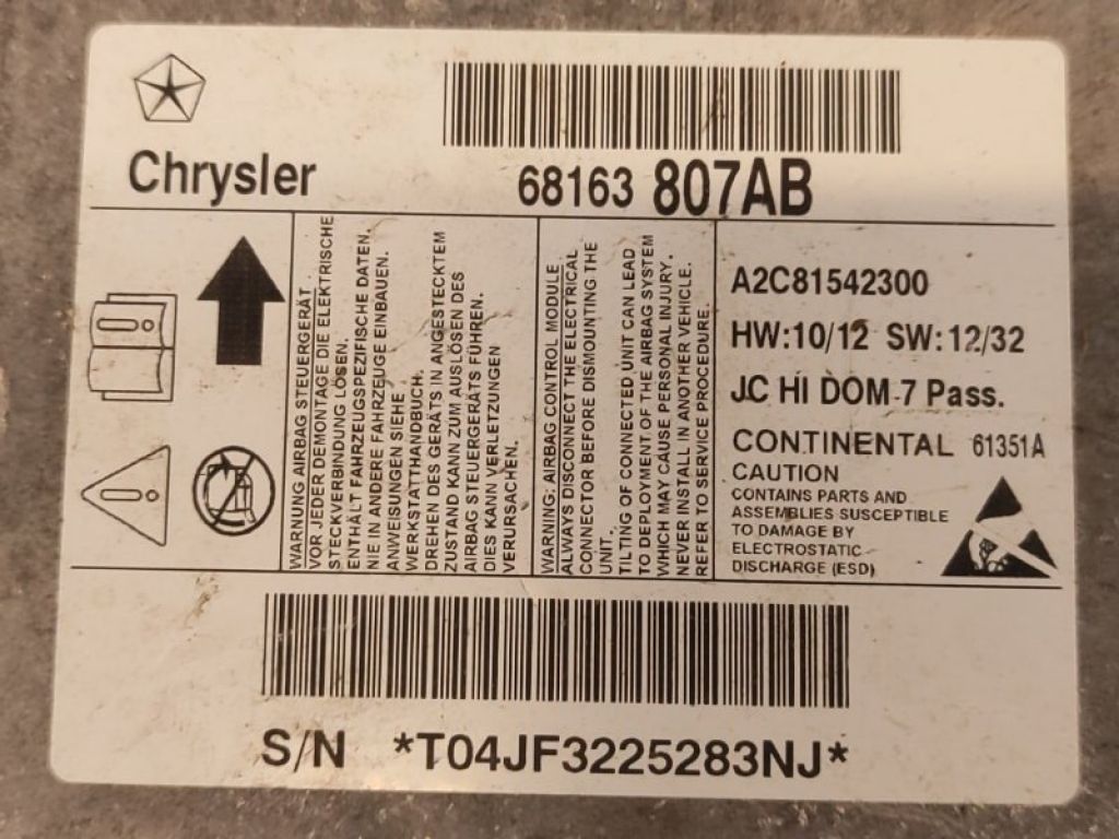 68163807AB | Блок керування AIRBAG DODGE JOURNEY 08-20 - Фото 3