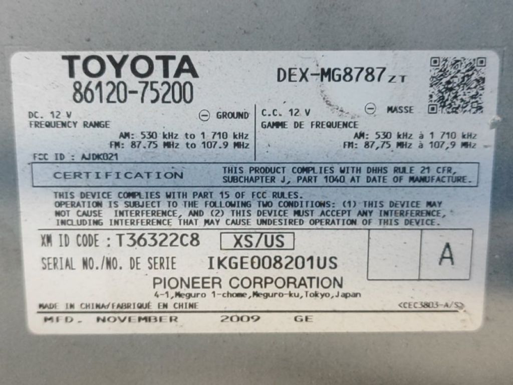 86120-75200 | магнітола LEXUS HS250H (ANF10) 09-12 - Фото 8