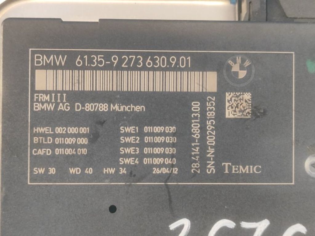 9273630 | Блок керування підвіскою BMW 6 SERIES (F13) 12-18 - Фото 5