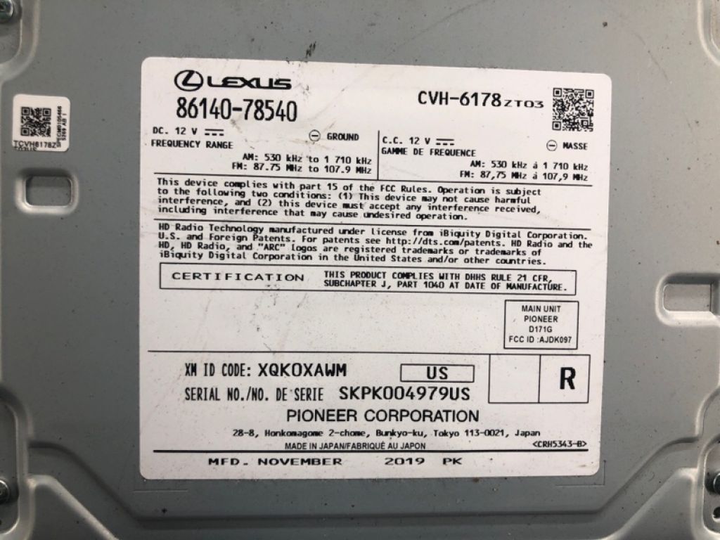 86140-78540 | магнітола LEXUS NX 14-21 - Фото 9