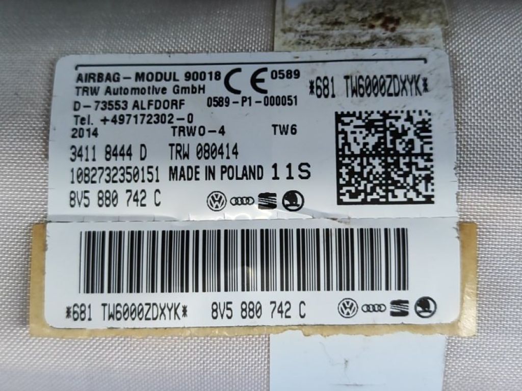 8V5880742C | Подушка безопасности (штора) правая AUDI A3 (8V) 12–17 - Фото 2