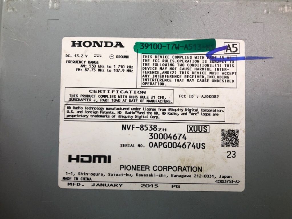 39100-T7W-A01ZARM | магнітола HONDA HR-V 14-22 - Фото 10