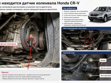 Где находится датчик коленвала Honda CR-V?