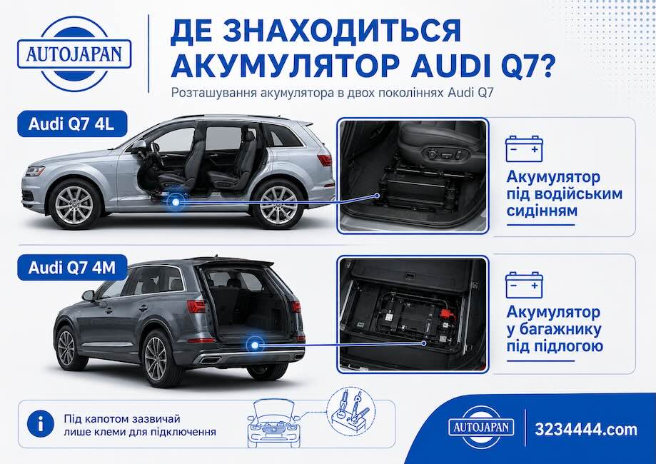 Audi Q7 где находится аккумулятор? | Autojapan - фото 1