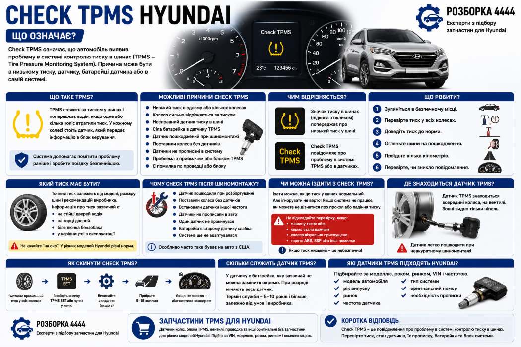 Check TPMS Hyundai что значит? | Разборка 4444 - фото 1