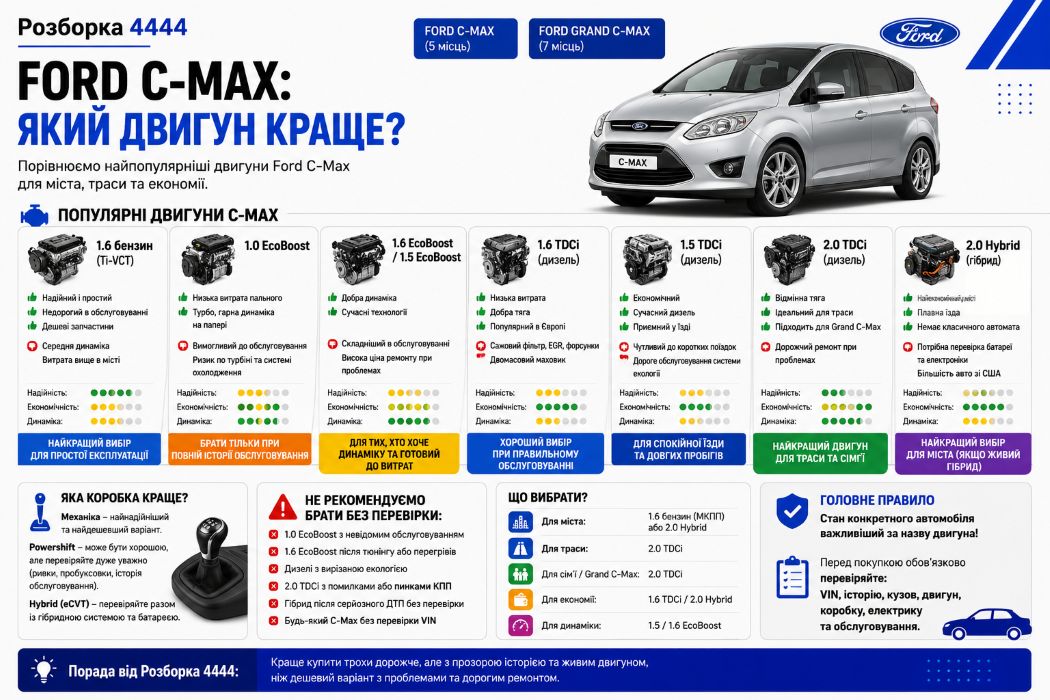 Ford C-Max: який двигун краще? | Розборка 4444 - фото 1