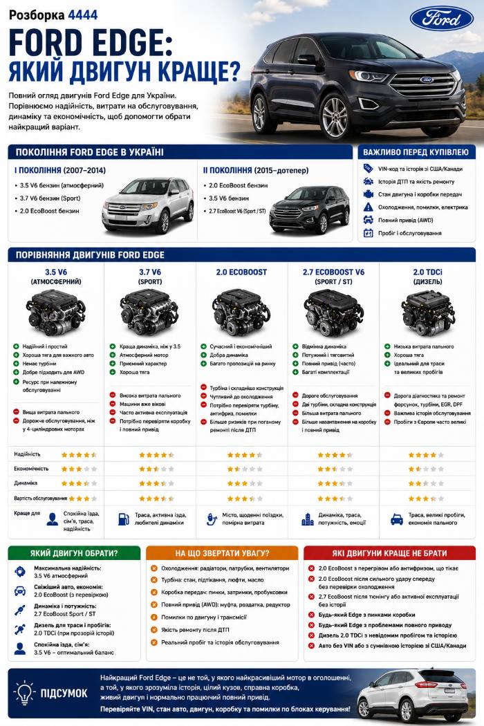 Ford Edge: какой двигатель лучше? | Разборка 4444 - фото 1
