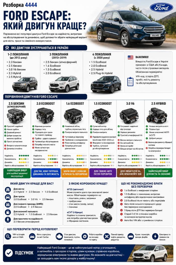 Ford Escape: какой двигатель лучше? | Разборка 4444 - фото 1