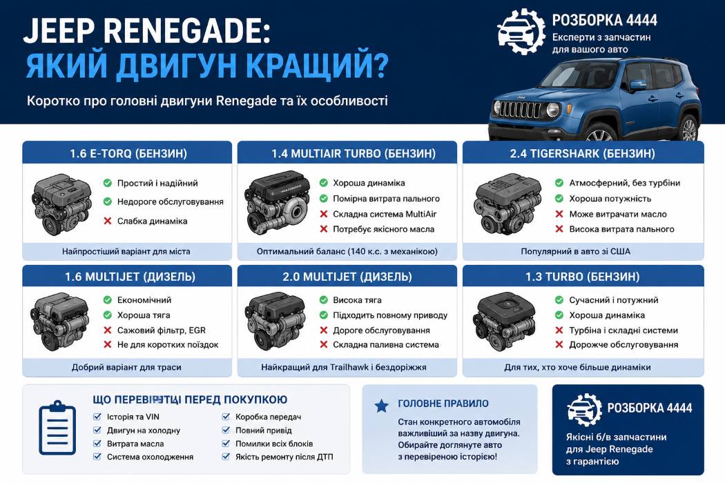 Jeep Renegade какой двигатель лучше? | Разборка 4444 - фото 1