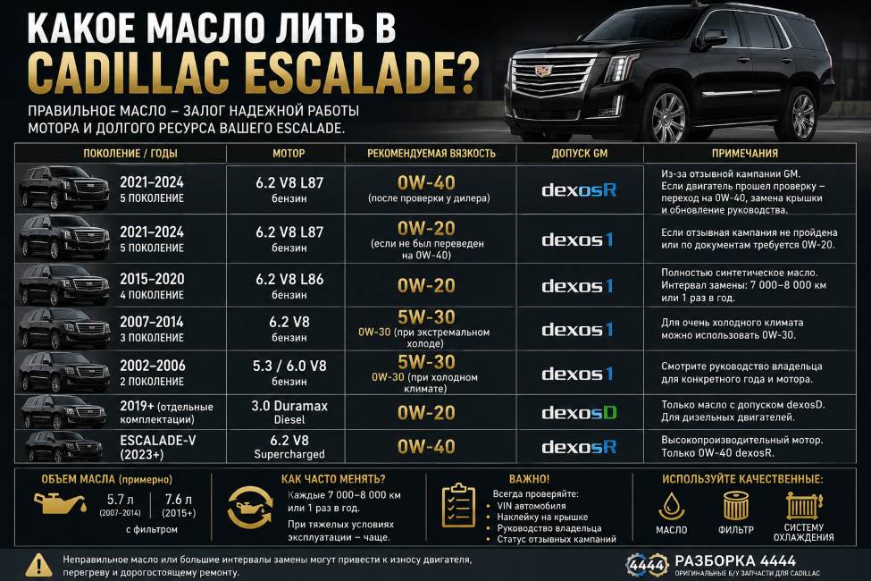 Какое масло лить в Cadillac Escalade? | Разборка 4444 - фото 1