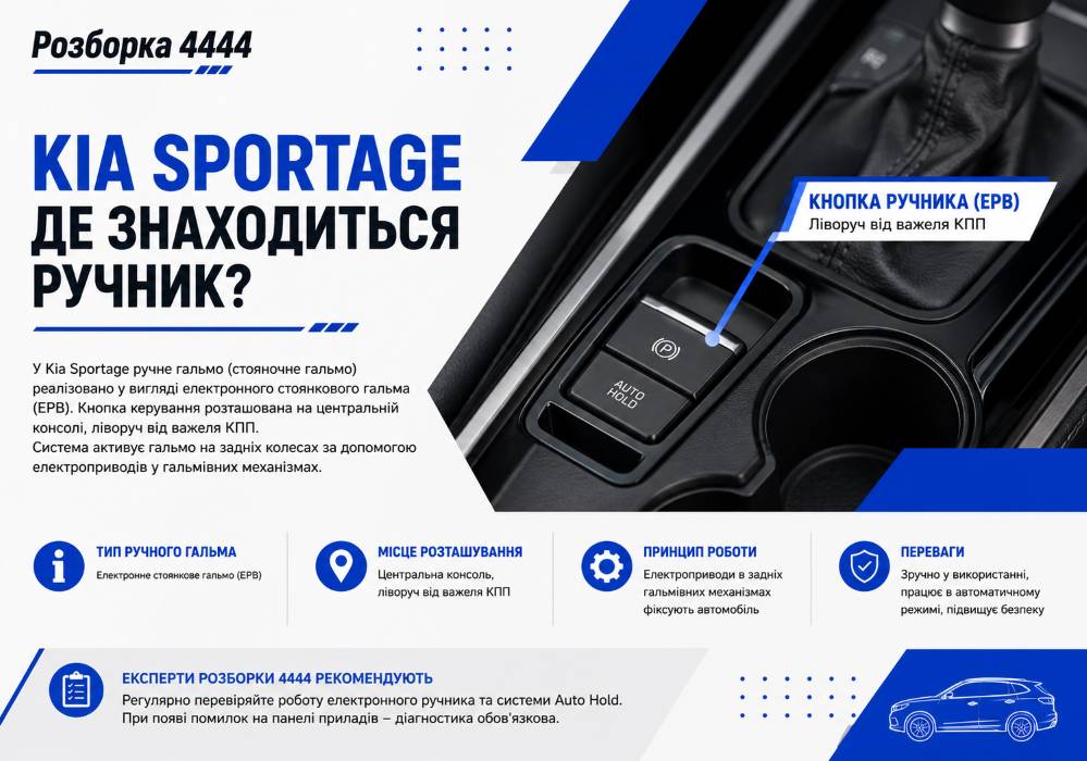 Kia Sportage где находится ручник? | Разборка 4444 - фото 1