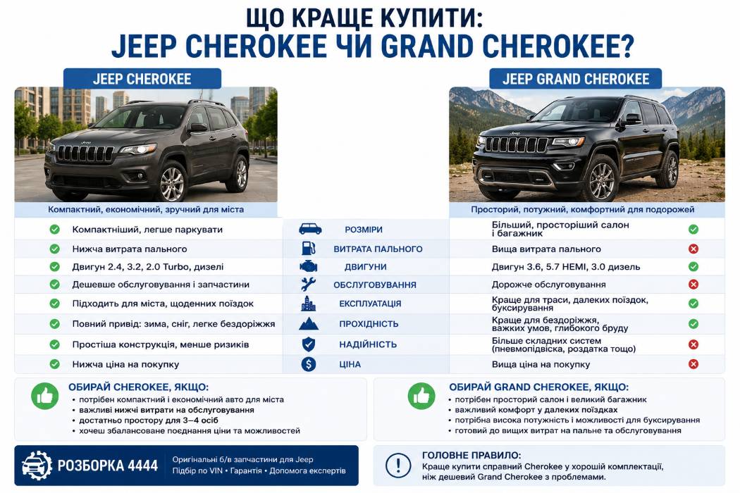 Что лучше купить Jeep Cherokee или Grand Cherokee? - фото 1