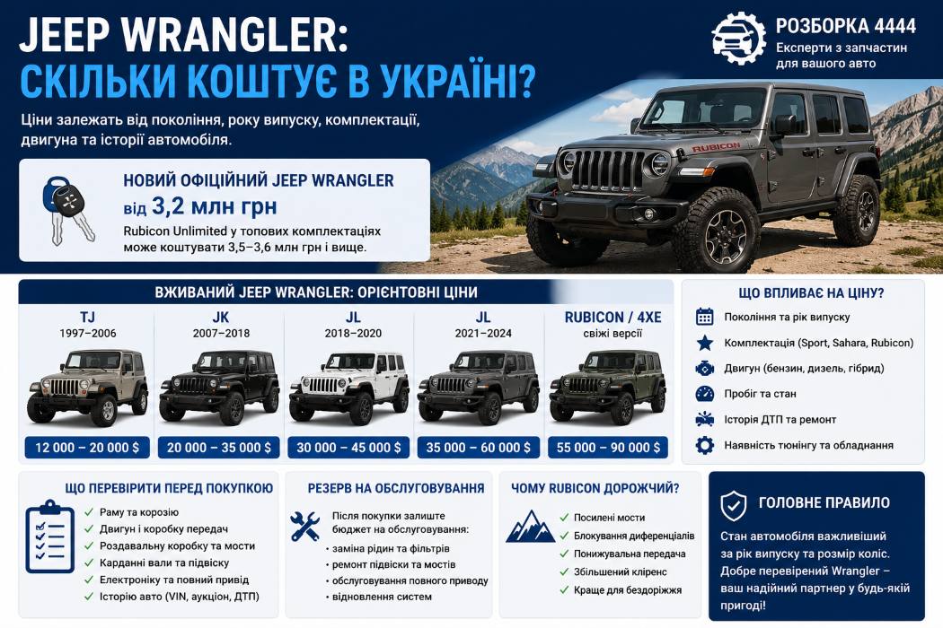 Сколько стоит Jeep Wrangler в Украине? | Разборка 4444 - фото 1