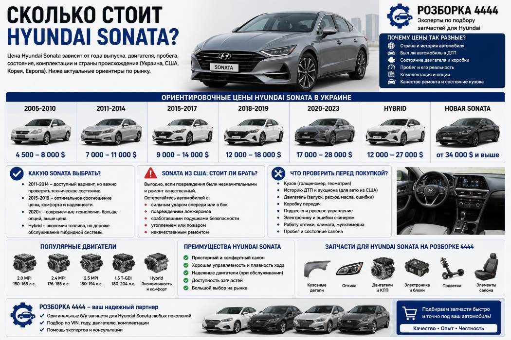 Сколько стоит Hyundai Sonata? | Разборка 4444 - фото 1